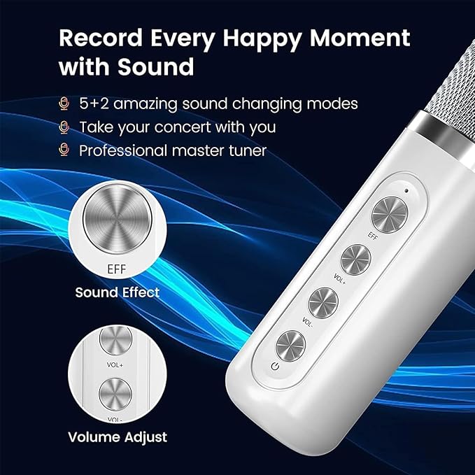 Karaoke Machine for Adults and Kids, Portable Bluetooth Karaoke Speaker with 2 Wireless Microphones for TV, Singing Karaoke for Home Party, Great Gifts for Boys and Girls