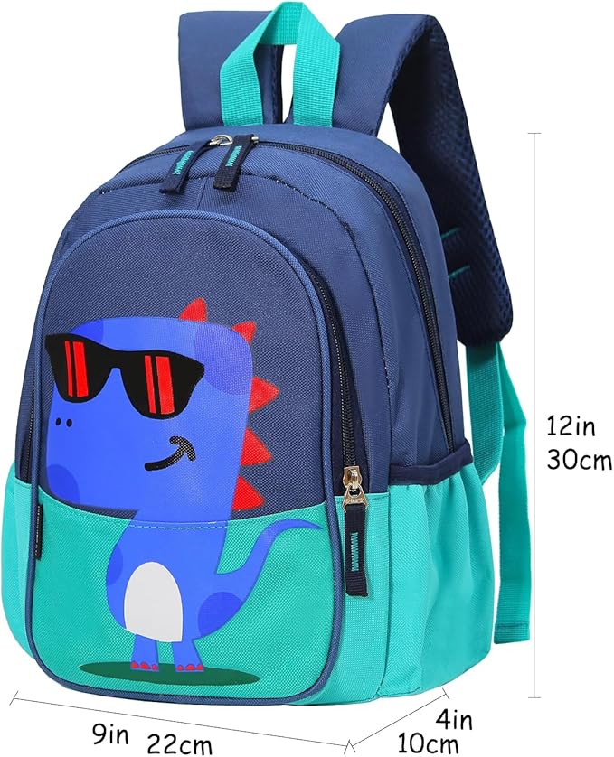 12 inch Kids Small Toddler Preschool Travel Backpack Cool Cute Cartoon Daypack (Dinosaur Green)