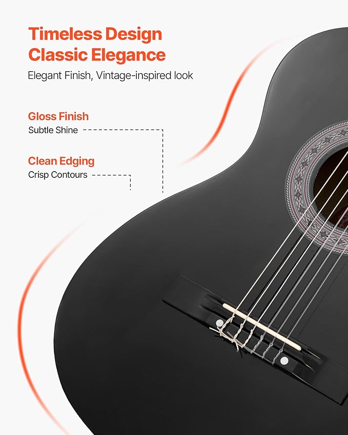 VEVOR Acoustic Guitar, Classical Guitar Starter Kit for Beginners, with Nylon Strings, Basswood Guitar, for Kids Adults Girls Boys Students