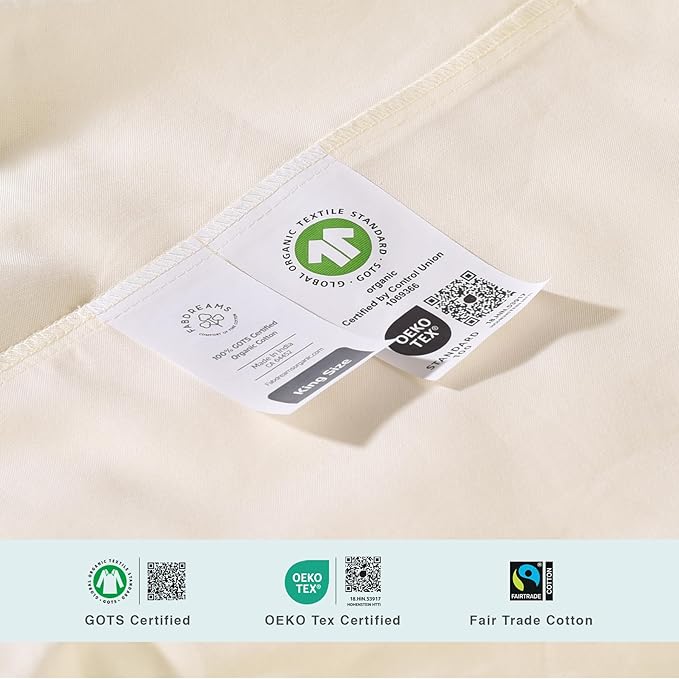 FABDREAMS Organic Quilted Mattress Protector Queen Size | Mattress Pad| Mattress Cover| Naturally Breathable | Noiseless| Fits up to 17" Deep Pocket| Temperature Regulating | Ivory