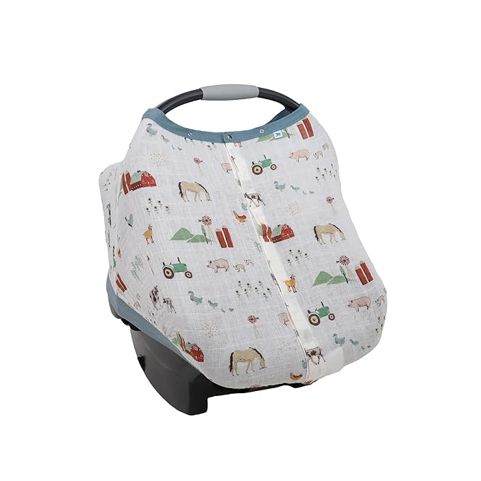 Little Unicorn Breathable Car Seat Canopy | Magnetic Closure Cover & Universal Fit | Protection & Privacy for Baby (Farmyard)