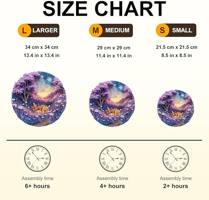 Jigfoxy Wooden Puzzles for Adults, Starry Night Fawn Wood Puzzles Adult, Unique Animal Shape Wooden Jigsaw Puzzles for Adults, Birthday Gifts for Puzzle Lovers, Family, Friend (S-8.5 * 8.5in-100pcs)