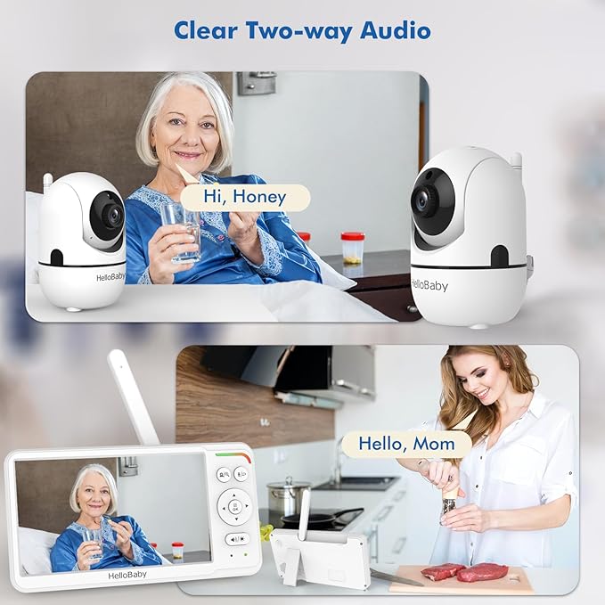 HelloBaby Baby Monitor with 6" World First IPS Screen 30-Hrs Battery, No WiFi Video Baby Monitor Camera and Audio, Remote Pan/Tilt/Zoom, ECO, VOX, 2-Way Talk, Night Vision, 1000ft, Portable for Travel