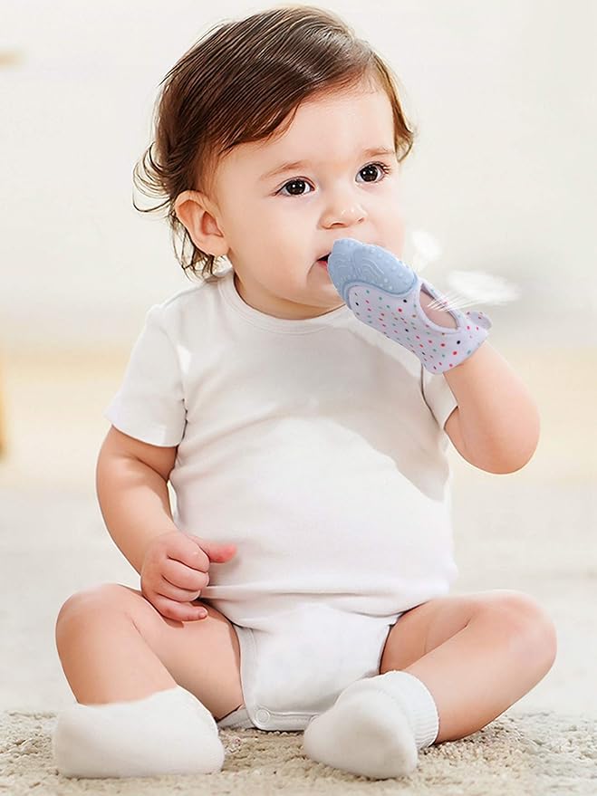 Giftty Teething Mitten Chew Mitt Baby Teether Glove - Self Soothing Teether, Teething Pain Relief Soothing Toy, Prevent Scratches - For 0-6 Months