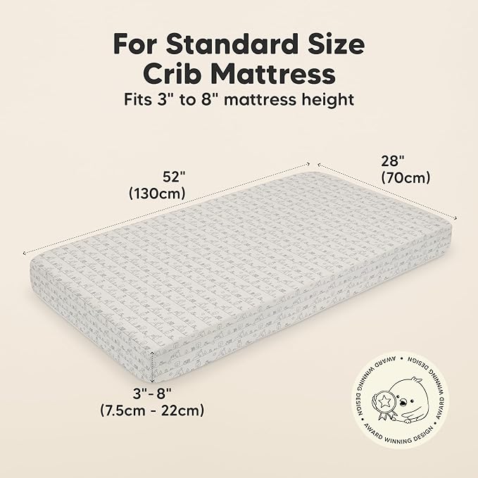 KeaBabies 2-Pack Organic Crib Sheets for Boys, Girls - 52x28 Fitted Crib Mattress Sheet Neutral, Breathable Jersey Cotton Cover for Baby Bed, Toddler Mattress, Soft & Cute Prints (KeaPixel)