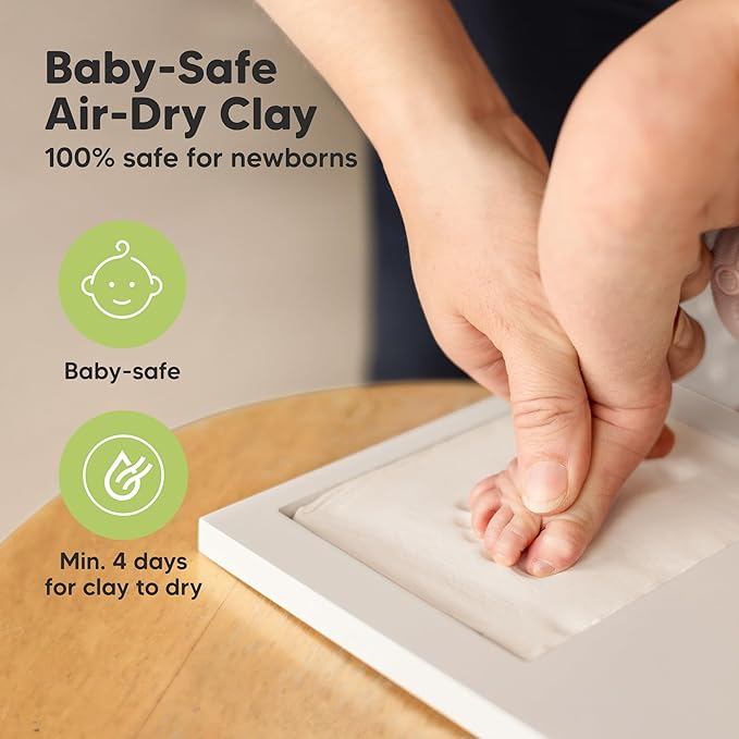 Baby Hand and Footprint Kit - Clay Handprint Keepsake Frame, Newborn Nursery Picture Frame, Personalized New Mom Gifts for Baby Shower & Registry (Cornflower)