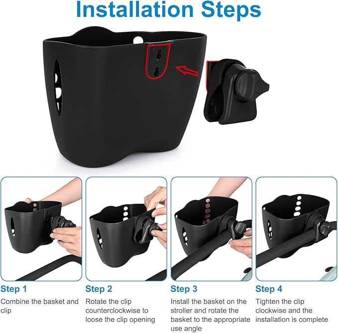 Accmor Stroller Cup Holder Basket, Universal Cup Holder, Bike Bottle Holder, 360° Rotatable Large Caliber Drinks Holder for Stroller, Bike, Wheelchair, Walker