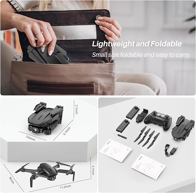 Drone With Camera 1080P for Kids And Adults, RC Quadcopter with Altitude Hold, Mini Drone With One Key Start, Waypoint Fly, Headless Mode, 3D Flip, 3 Speeds, Remote Control Drone for Beginners