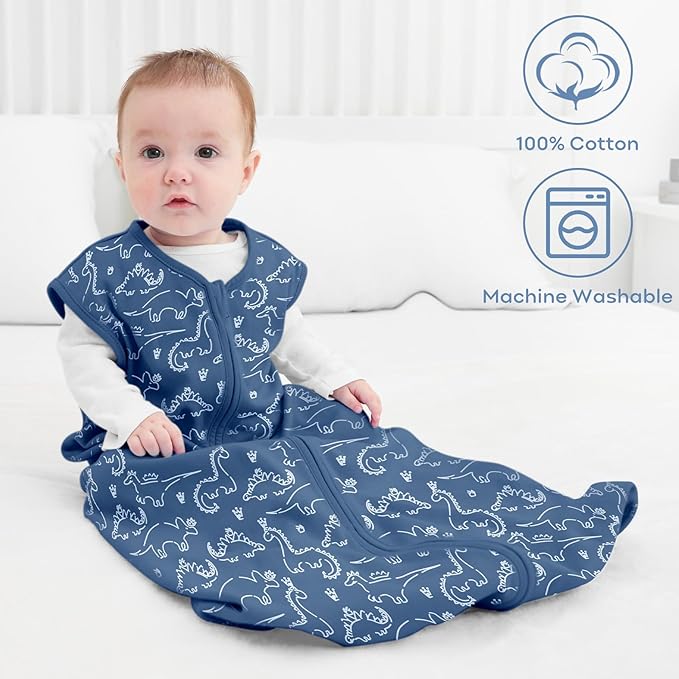 Yoofoss Baby Sleep Sack 0-6 Months Wearable Blanket 100% Organic Cotton 2-Way Zipper TOG 0.5 Toddler Sleeping Sack 3 Pack, Comfy Soft Lightweight (Small)