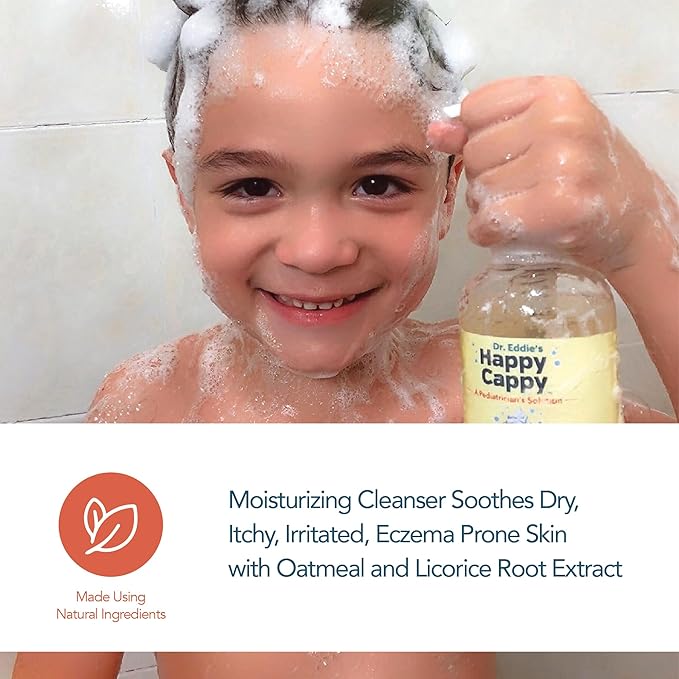 Happy Cappy Baby Shampoo and Body Wash - Eczema Body Wash for Kids, Toddler, Adults, Helps with Dryness, Reduces Itching and Redness, Dermatologist Tested, Fragrance Free - 8 Fl Oz (Pack of 4)