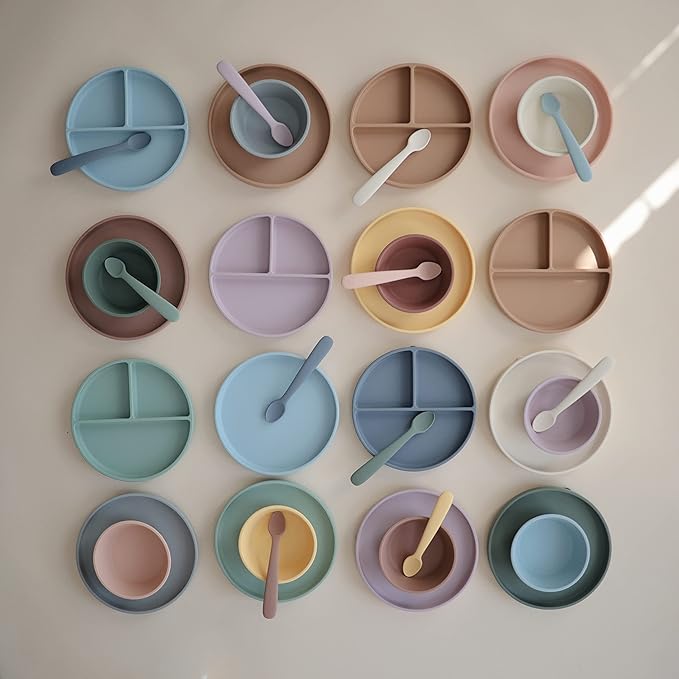 mushie Silicone Baby Feeding Spoons | 2 Pack (Tradewinds)