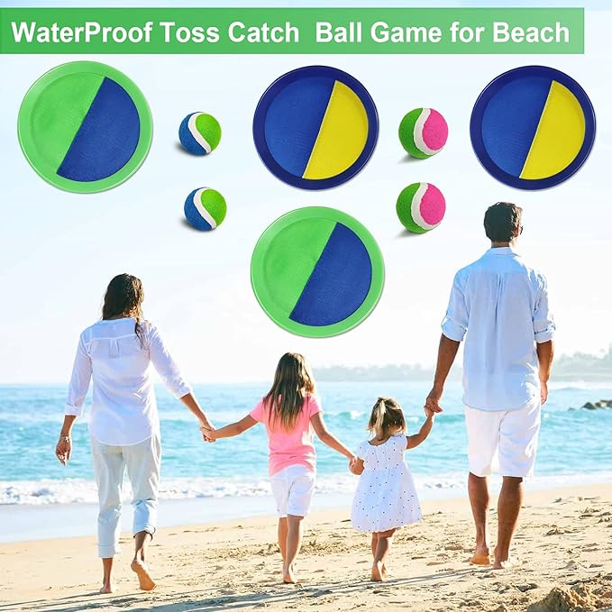 Jalunth Ball Catch Set Game Toss Paddle - Beach Toys Back Yard Outdoor Pool Games Backyard Target Throw Sticky Mitts Set Age 3 4 5 6 7 8 9 10 11 12 Years Old Boys Girls Kids Easter Gifts Pink 2 Pack