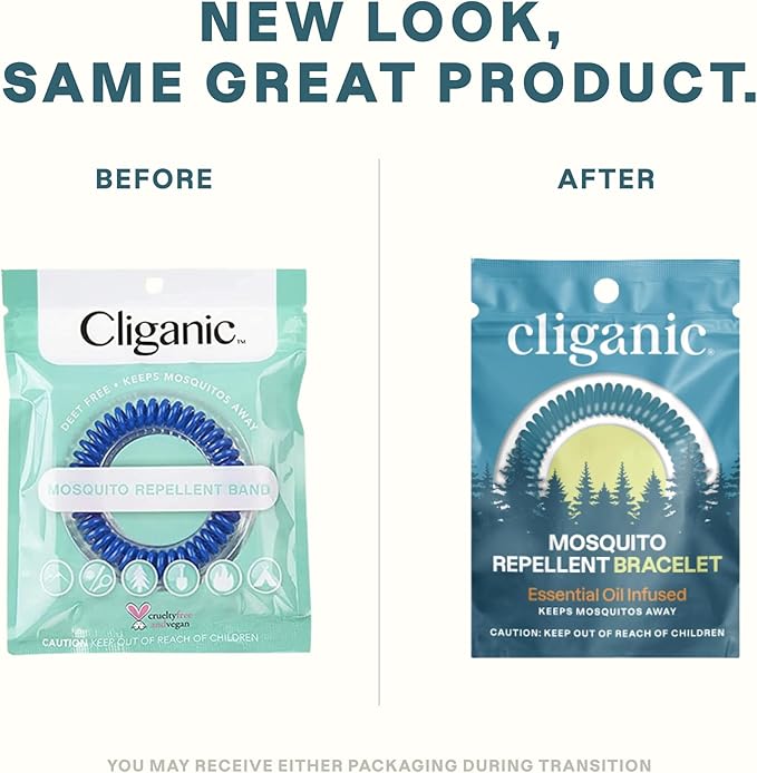 Cliganic 50 Pack Mosquito Repellent Bracelets for Adults & Kids - Natural DEET-Free Bands, Individually Wrapped