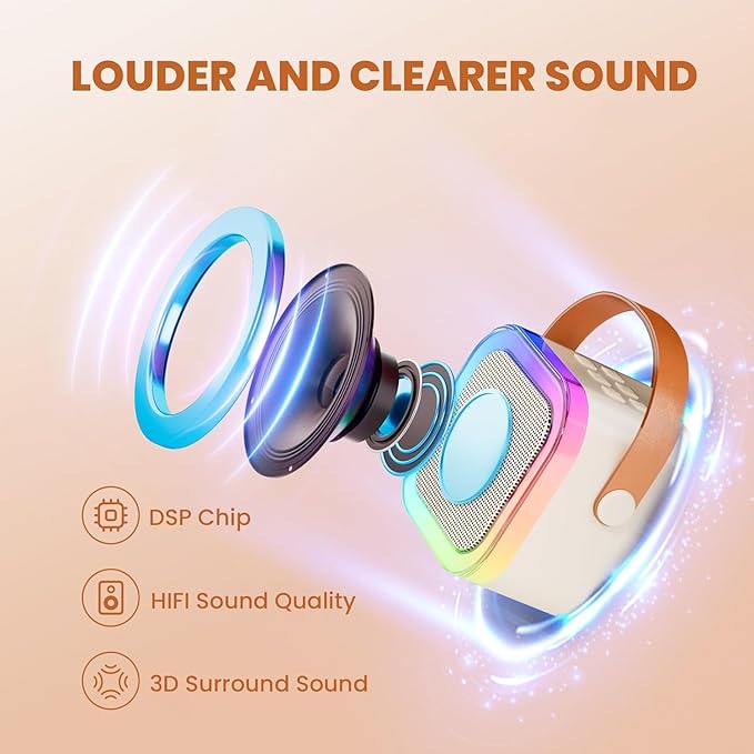 IROO Mini Karaoke Machine for Kids, 2025 TOP Toys Birthday Gifts Ideas for Girls Ages 4, 5, 6, 7, 8, 9, 10, 12+ Years Old, Portable MP3 Player with 2 Wireless Mics for Party