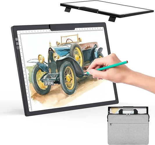 A4 Led Tracing Light Box with Carry Bag Built-in Stand,Ultra-Thin Light Pad Powered by 1500mAh Lithium Battery for Cricut Vinyl, Weeding Tool, Drawing Crafting Box/Board for Tracing, Sketching & HTV