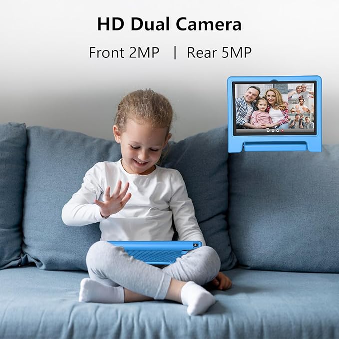 JREN Tablet for Kids｜10 Inch Kids Tablet Android 14｜Octa-core｜64GB｜WiFi ｜Bluetooth｜Parental Control｜Children Content｜Children Toddler Blue