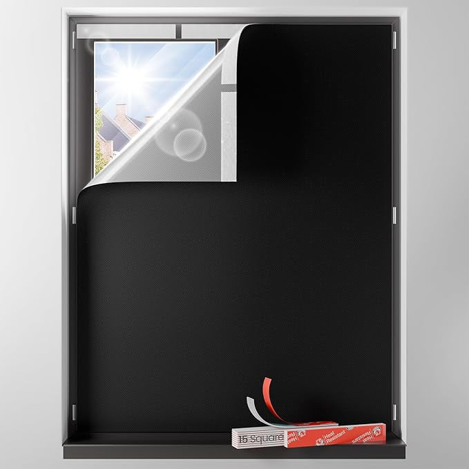 Sumobaby Blackout Curtains Portable 20"x72",No Drill Door Curtains for Door window with Upgraded Hook&Loop Tapes,Thermal Insulated Privacy 100% Blackout Window Cover for Various Scenes (1 Panel,Black)