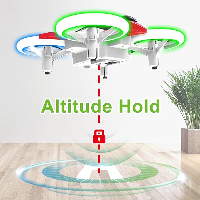 Dwi Dowellin 4.9 Inch Mini Drone for Kids Crash Proof LED Lights One Key Take Off Landing Flips RC Remote Control Small Drones Toys for Beginners Boys and Girls Adults Nano Quadcopter, Red