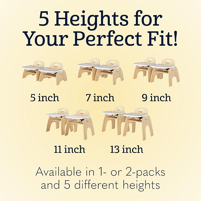 Foundations Easy Serve 11" Wood Feeding Chair for Toddlers, Adjustable Harness, Removable Dishwasher Safe Tray, “No Tip” Base, Baltic Birch Plywood