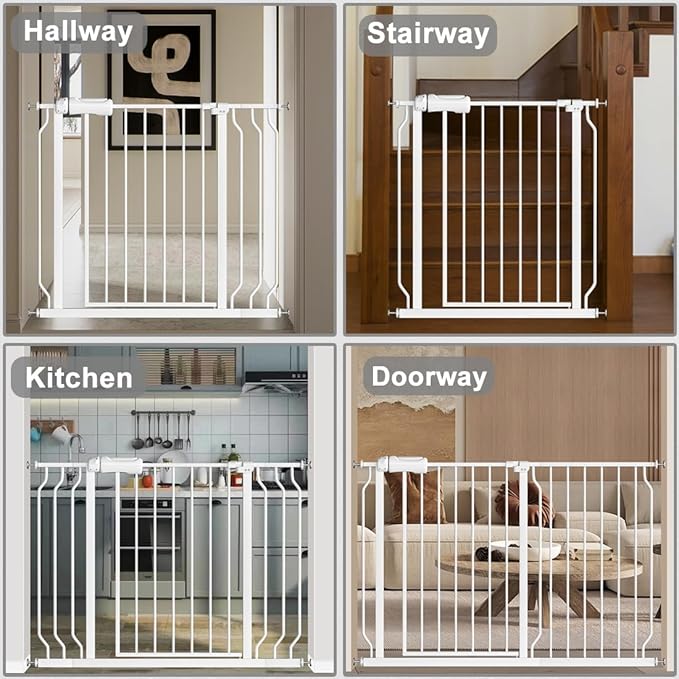 Fairy Baby Narrow Baby Gate 27 Inch to 29 Inch Wide, Small Auto Close Walk Through Safety Gates Pressure Mounted for Stairs Doorways Kids or Pets,White