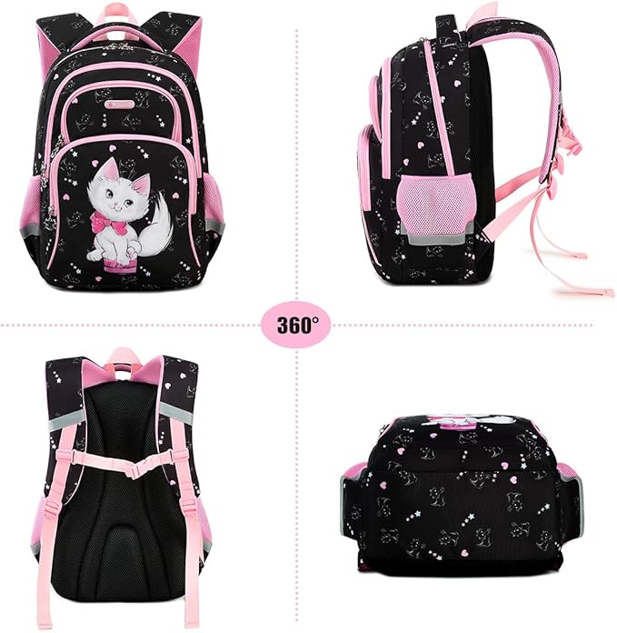 Cusangel Backpack for Girls Boys School Bookbags Kindergarten Elementary Lightweight Waterproof Multifunctional Large Capacity for Backpack (16 inch cat Fun Prints)
