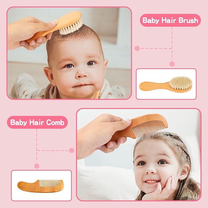 Baby Grooming Kit, Infant Safety Care Set with Hair Brush Comb Nail Clipper Nasal Aspirator,Baby Essentials Kit for Newborn Girls Boys(13 Pc Pink Kit)