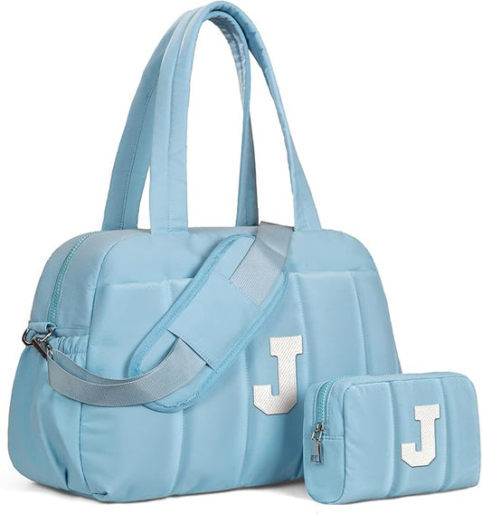Duffle Bag, Weekender Bags for Girl，Initial Overnight Bag with Wet Pocket，Monogrammed Gift for Woman-Lightweight Dance Bags Personalized Gymnastics bag with Makeup Pouch