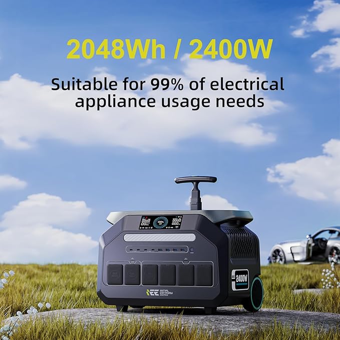 IEE 2400W/2048Wh Solar power station With 400W Solar Panel,P2400 Solar Generator,1800W Super Fast Charging, LiFePO4 (LFP) Battery,APP Control Emergency Power Station for Home, Camping, Power Outages