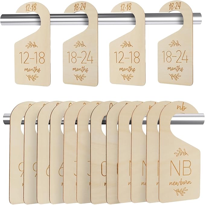 16Pcs Baby Closet Dividers Cute Baby Clothes Organizer Double Face Baby Closet Organizer for Clothes Organizer Wooden Baby Closet Dividers for Infant to Toddler