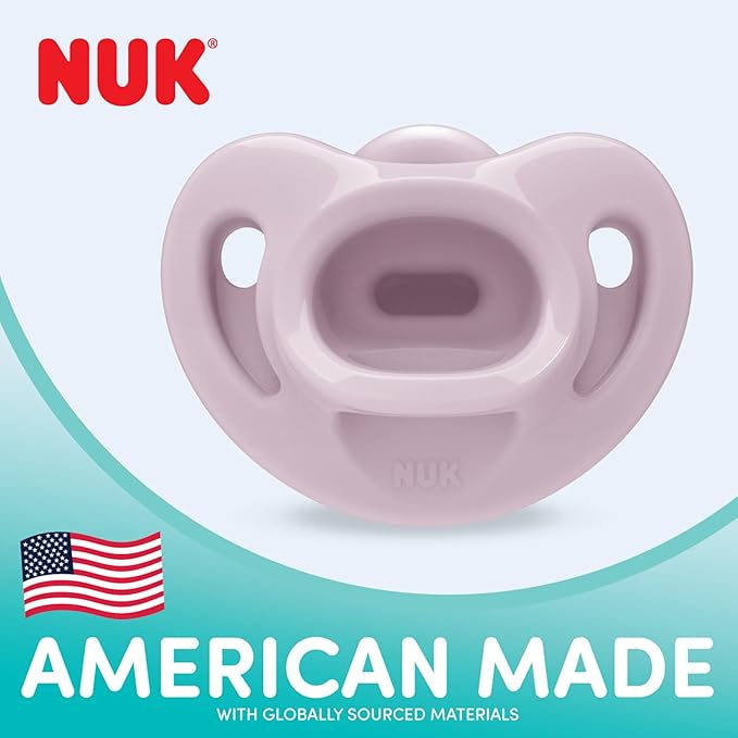 NUK 100% Silicone Comfy Orthodontic Pacifiers, 0-6 Months, Blue Fashion, Timeless Collection, 5 Count