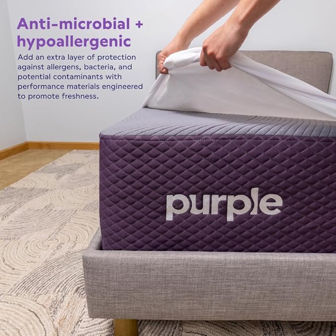 Purple Waterproof Mattress Protector – Twin, Gold-Standard Protection, Comfort-First Design, Fits Mattresses 8” to 15.5”