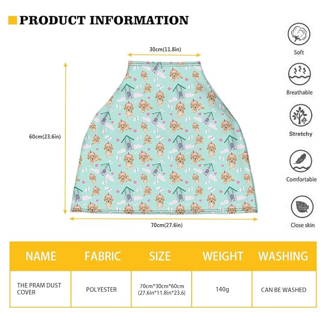 Binienty Durable Fabric Infants Carseat Canopies for Baby Girls Boys,Bohemian Flower Design, Baby Stroller Cover