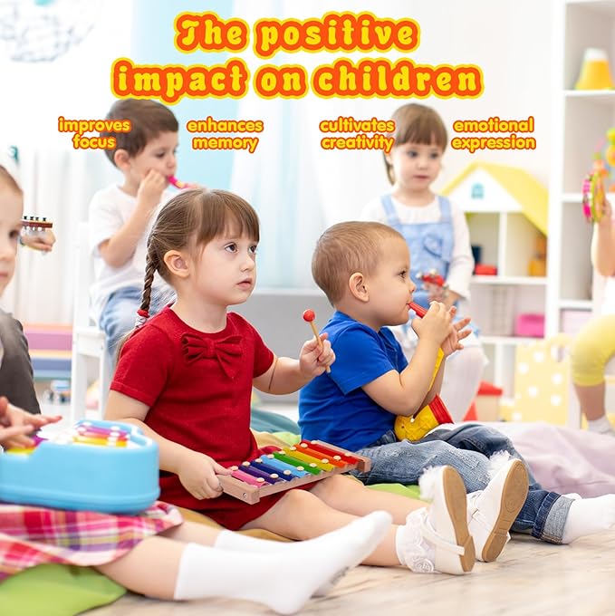 Xylophone for Toddlers 1-3 Kids Musical Instruments for Toddlers 1-3 Baby Kids Wooden Toy Toddler Xylophone for Babies 6 Months and Up Wooden Kid's Preschool Musical Instruments