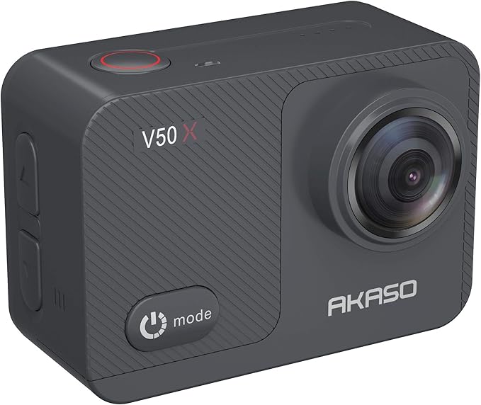 AKASO V50X Native 4K30fps WiFi Action Camera with EIS Touch Screen 4X Zoom 131 feet Waterproof Camera Support External Mic Remote Control with Helmet Accessories (Without 64GB MicroSD Card)
