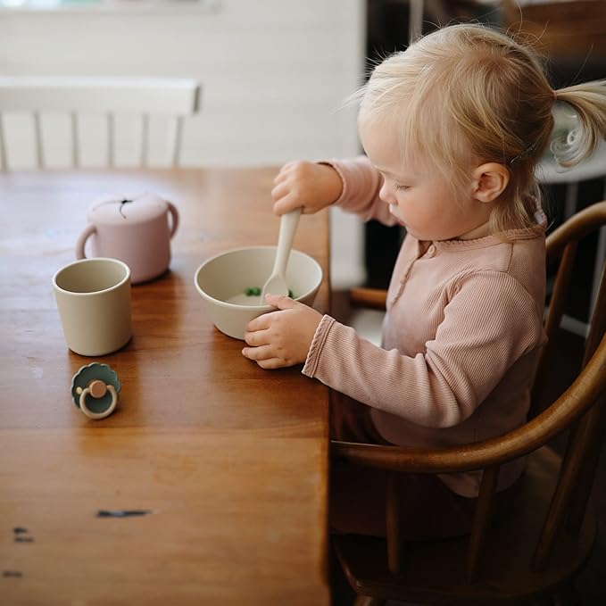 mushie Round Dinnerware Bowls for Kids | Made in Denmark, Set of 2 (Smoke)