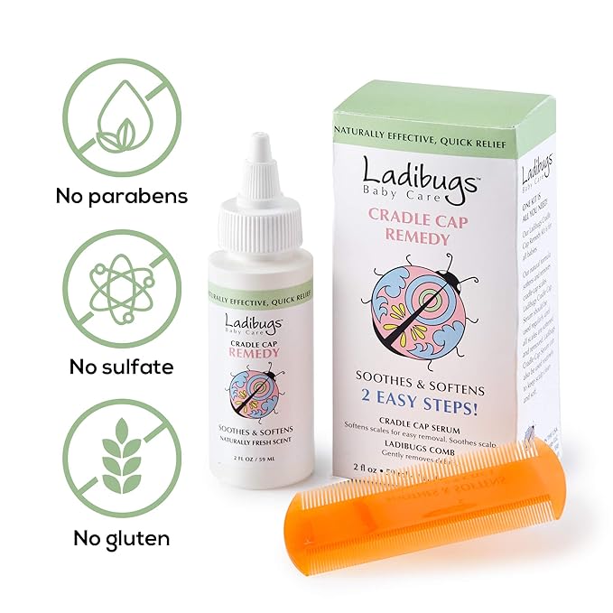 Cradle Cap Remedy Kit, 3oz | Includes Cradle Cap Serum & Fine-Toothed Comb | Effectively Removes Scales & Flakes | Soothes & Softens Scalp