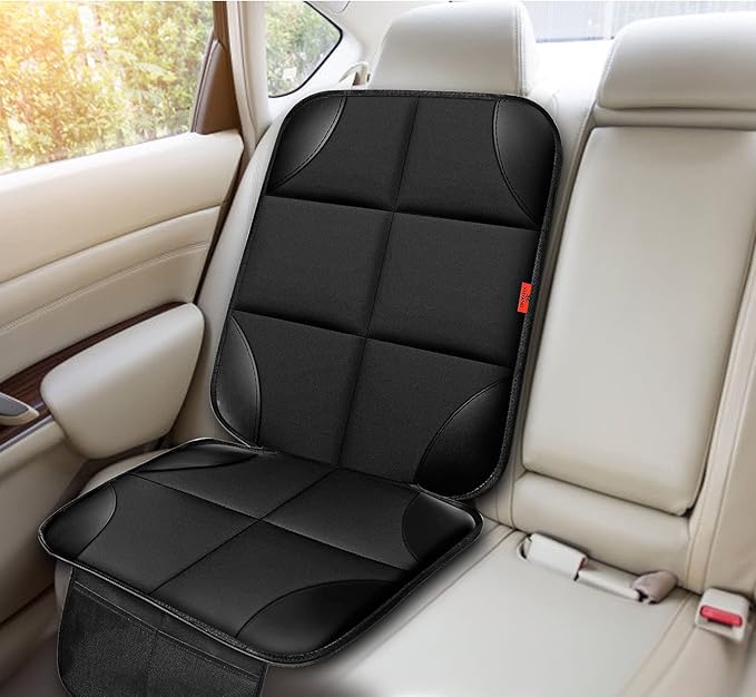 Car Seat Protector 1 Pack Car Seat Cushion Mat Thickest Padding,Waterproof 600D Fabric Car Seat Covers for Non-Slip Backing Mesh Pockets for Baby and Pet (Gray, 1 Pack)