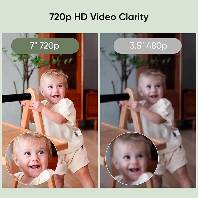 bonoch MegaView Baby Monitor with 2 Cameras, 7" 720P HD Split Screen Baby Monitor No WiFi, Video Monitor with Camera and Audio, 6000mAh, VOX Mode, 2 Way Audio, Remote PTZ, Night Vision