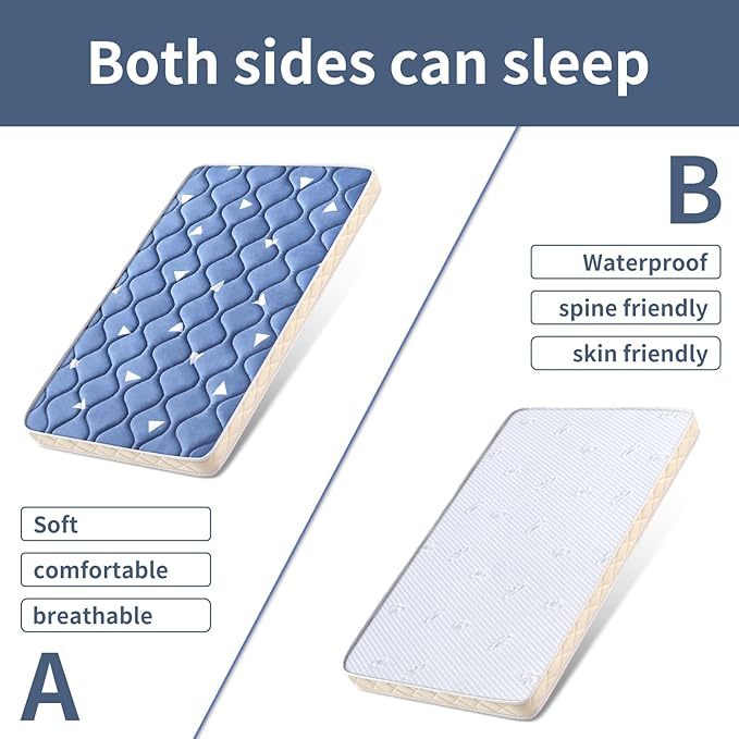 Baby Bassinet Mattress 33x 19 inches- Firm Support and Comfort Premium Foam,Noiseless and Odorless,Hypoallergenic Small Crib Mattress, Fits Moses Basket, Dual Sided with Soft Breathable Fabric