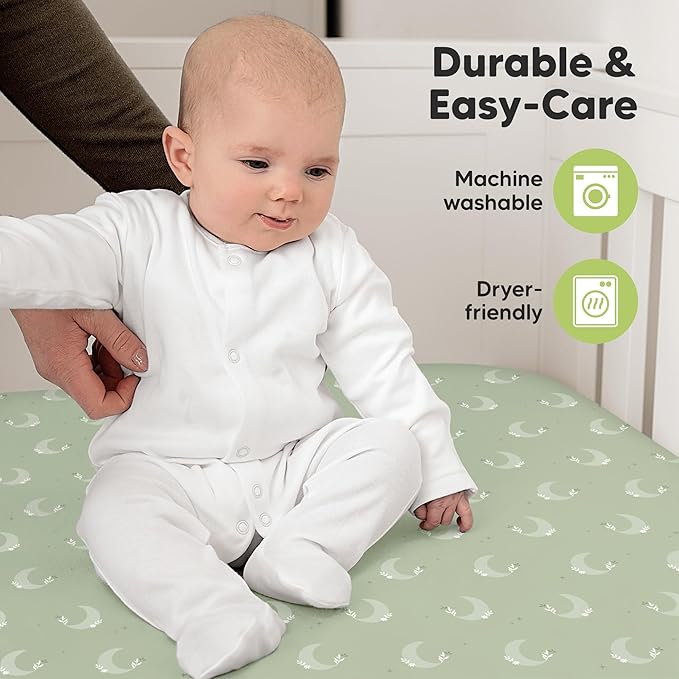 KeaBabies 2-Pack Organic Crib Sheets for Boys, Girls - 52x28 Fitted Crib Mattress Sheet Neutral, Breathable Jersey Cotton Cover for Baby Bed, Toddler Mattress, Soft & Cute Prints (Lunaris)