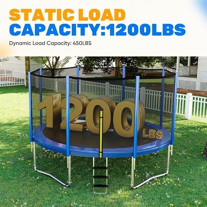 ORCC 1200LBS Weight Capacity Trampoline 16 15 14 12 10 8FT Outdoor Yard Trampolines for Kids Adults Outdoor Yard Trampolines for Kids Adults