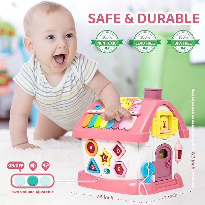 Marstone Toddler Toys for 1 Year Old Girl Gifts: First 1st Birthday Gifts for Girls and Boys, 8-in-1 Musical Learning House Montessori Baby Toys 6-12 12-18 Months, Educational Toddler for Ages 0-2