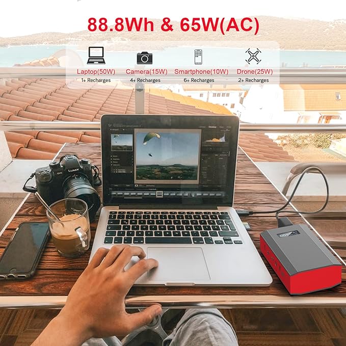 100W Portable Power Station with Foldable Solar Panel, 110V Power Bank with AC Outlet, Rechargeable Battery Generator Power supply for Outdoor, Camping, RV, Travel, Emergency Backup