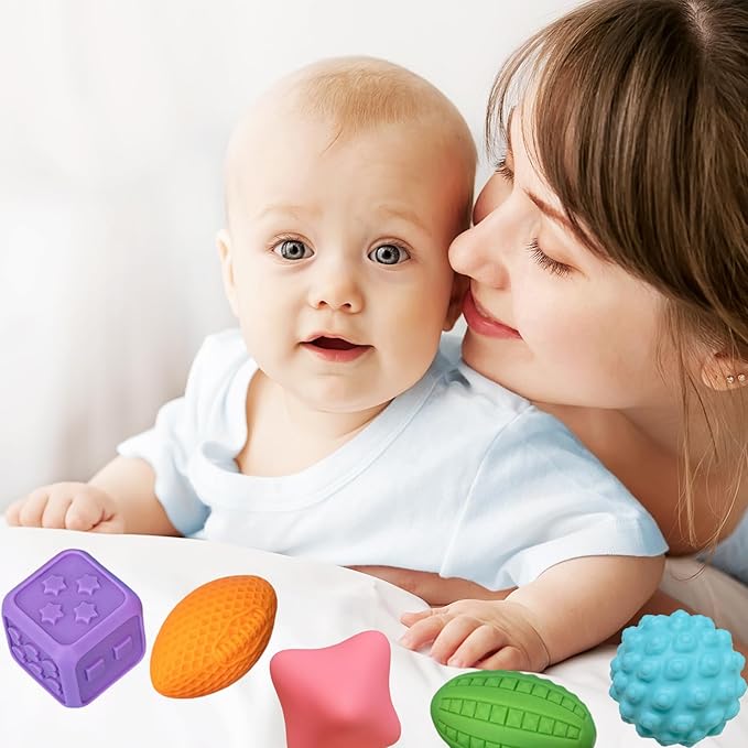 12P Sensory Balls for Toddlers 1-3,Balls for Baby Toys 6-12 Months,Bright Color Textured Multi Soft,Baby Massage Toy,Birthdays, Includes Storage Bag