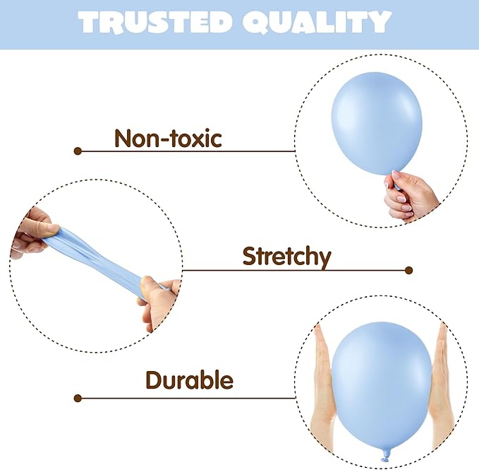 JOYIN 150 Pcs Pastel Blue Balloons, Different Sizes 18 12 10 5 Inch Pastel Blue Latex Balloon Arch Kit with Instruction for Birthday Party Graduation Wedding Holiday Decoration
