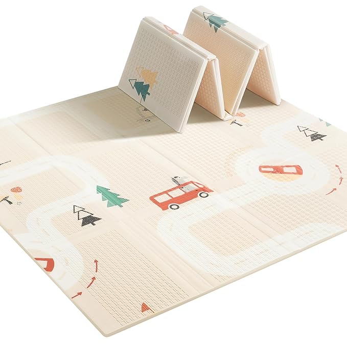 Baby Play Mat 47x47 Foldable Baby Play Mat for Playpen 50x50 Playpen Mat Reversible Foam Play Mat for Baby to Play on Floor 0.4" Crawling Baby Girl Play Mat for 50x50 Playpen(47 * 47 * 0.4)