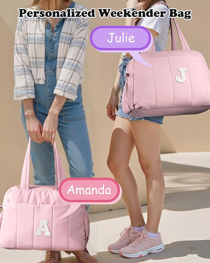 Gifts for Women Unique-Duffle Bag for Travel, Weekender Bags for Women，Initial Overnight Bag with Wet Pocket，Lightweight Travel Bags Personalized Gym Tote with Makeup Pouch