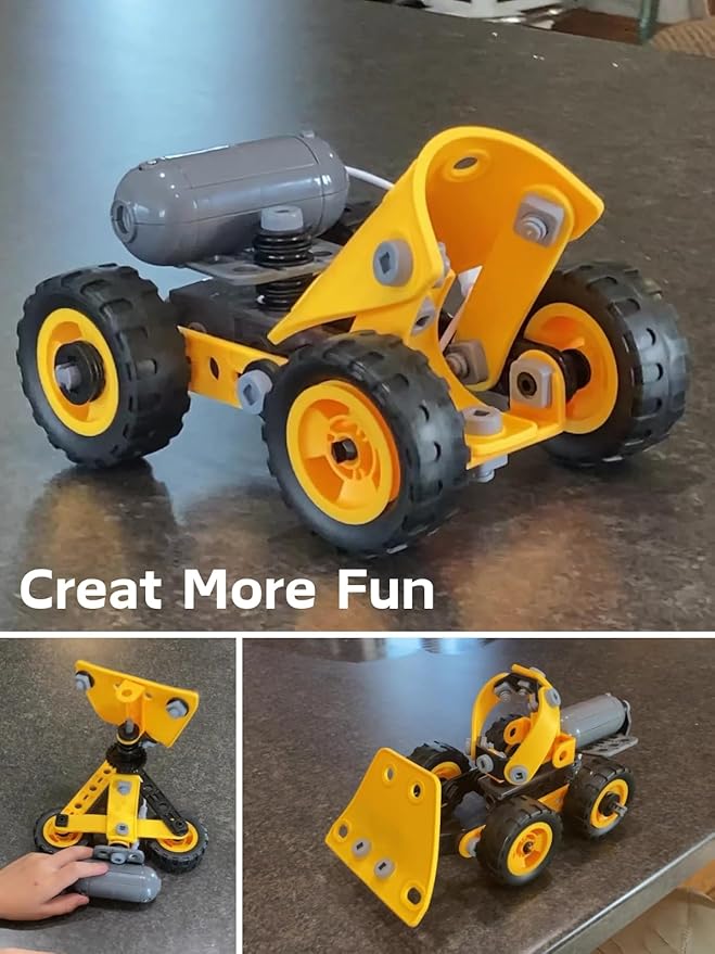 STEM Toys for 5-8 Year Old Boys, 10-in-1 Electric Toy Building Blocks for Kids Ages 4-8 Educational Construction Science Kit, Creative Activities for Boys 4-6, 8-10 Birthday & Holiday Idea Gift