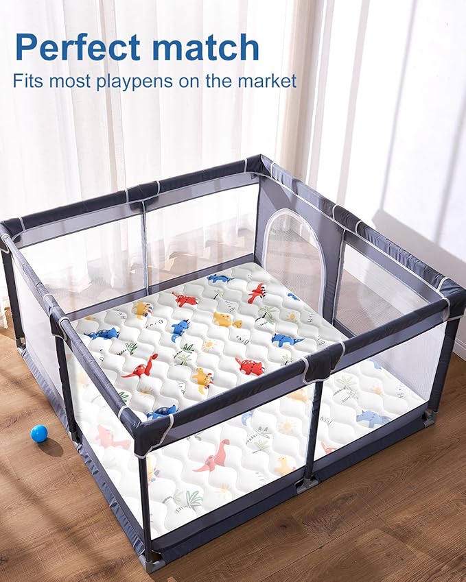 Odorless Premium Foam Baby Play Mat 79" x 59", Soft Microfiber Fabric Crawling Mat for Floor- Comfortable and Hypoallergenic, Non-Slip Cushioned Floor Playpen mat for Infants,Babies,Toddlers