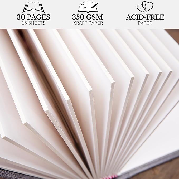 Photo Album 5x7 with Writing Space Linen Cover 5x7 Photo Album Book Holds 30 Photos Ideal for Wedding Theme-Album and Baby Photo Albums (Beige,30 Pockets)